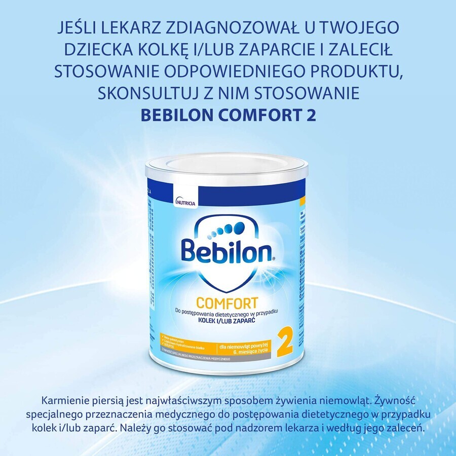 Bebilon Comfort 2, para bebés en caso de cólicos y estreñimiento, mayores de 6 meses, 400 g