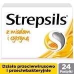 Strepsils with honey and lemon 1.2 mg + 0.6 mg, 24 hard tablets