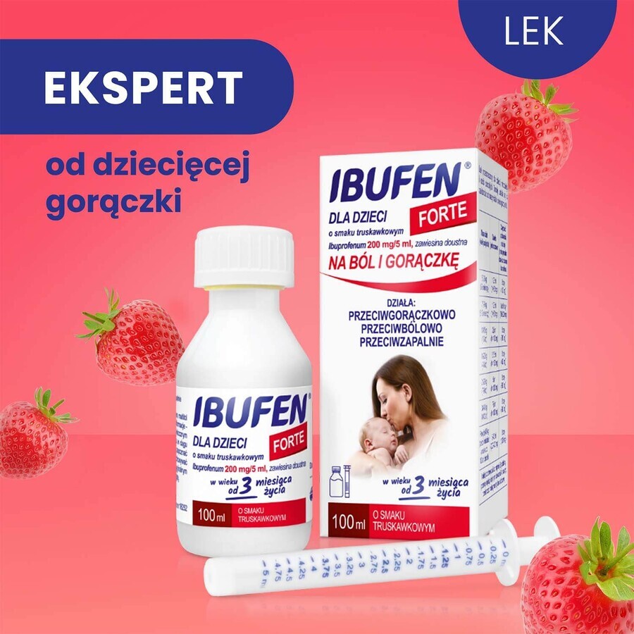 Ibufen para bebés Forte sabor fresa 200 mg/ 5 ml, suspensión oral a partir de 3 meses, 40 ml