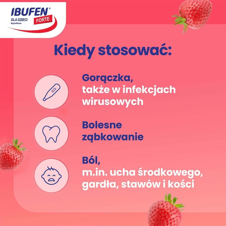 Ibufen para bebés Forte sabor fresa 200 mg/ 5 ml, suspensión oral a partir de 3 meses, 40 ml