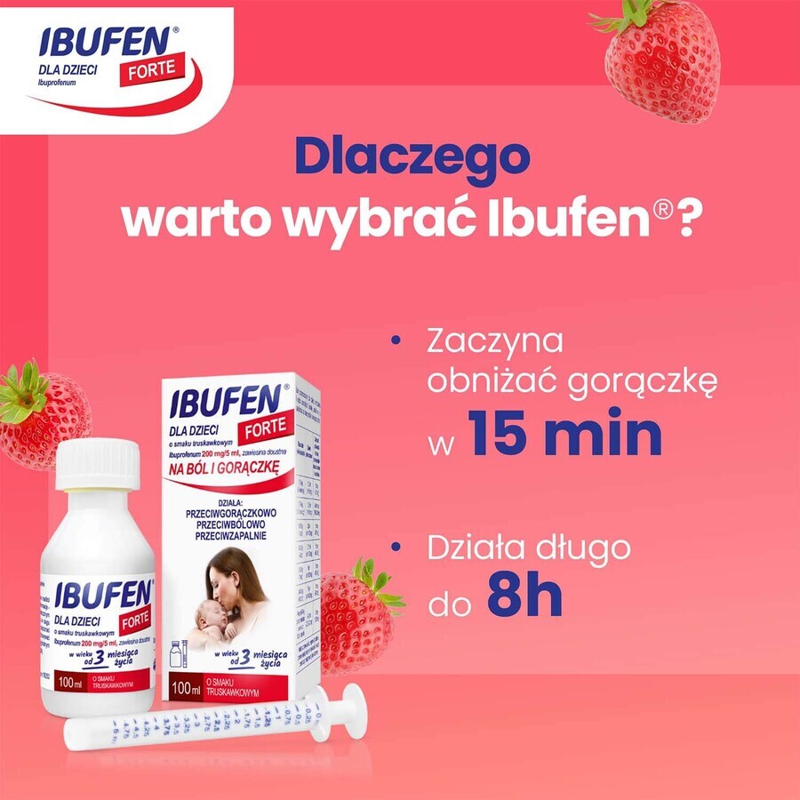 Ibufen para bebés Forte sabor fresa 200 mg/ 5 ml, suspensión oral a partir de 3 meses, 40 ml