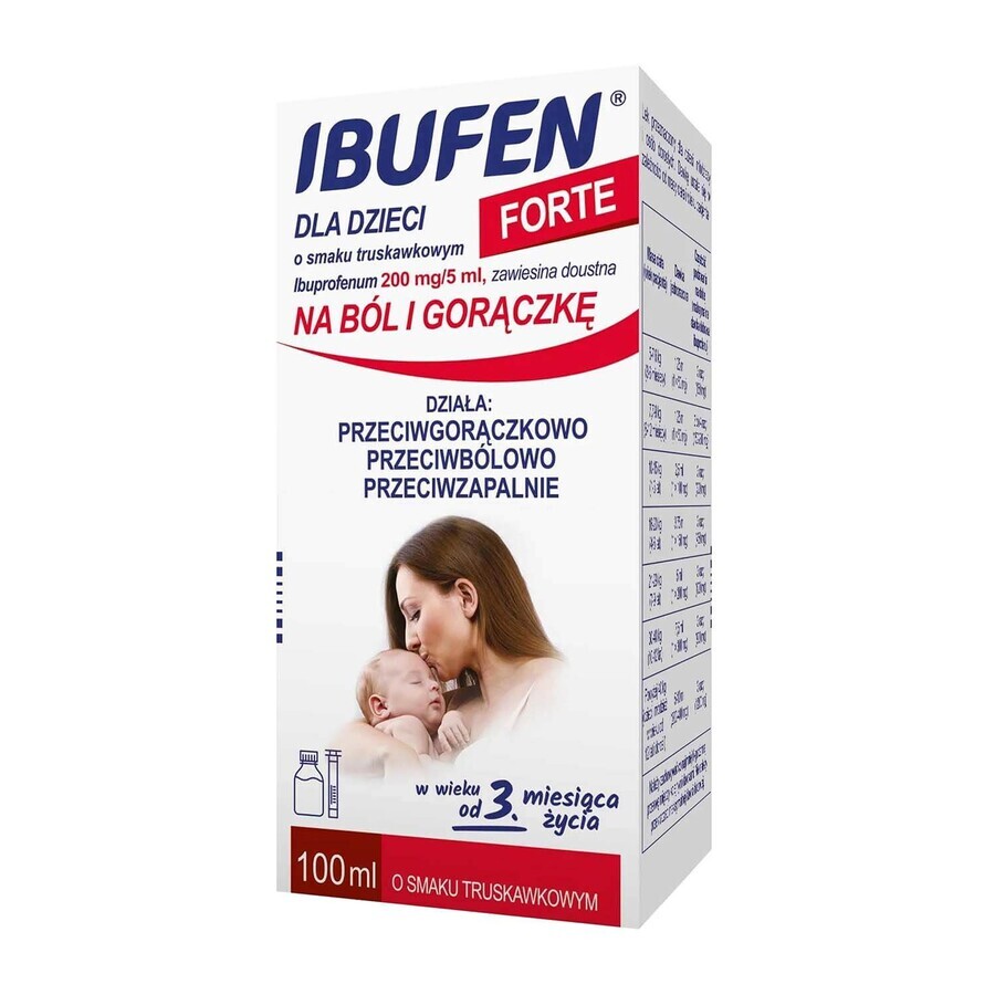 Ibufen para bebés Forte sabor fresa 200 mg/ 5 ml, suspensión oral a partir de 3 meses, 40 ml