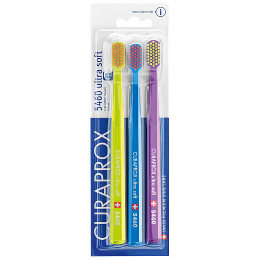 Curaprox, cepillo de dientes CS 5460, Ultra Suave, 3 piezas