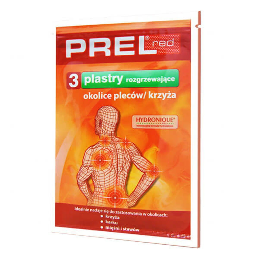 Prel Red, cerotto riscaldante dorsale e sacrale, idrogel, 3 pezzi