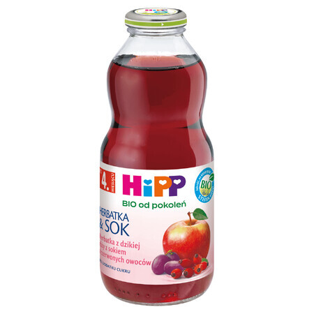 HiPP Tea & Juice Bio, té de rosa mosqueta con zumo de frutos rojos, después de 4 meses, 500 ml