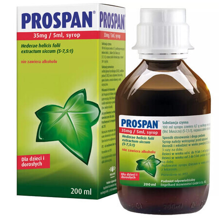 Prospan 35 mg/ 5 ml, jarabe para niños y adultos, 200 ml