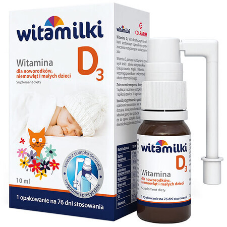 Vitamin D3 vitamins for newborns, infants and toddlers, drops with dosing pump, 10 ml