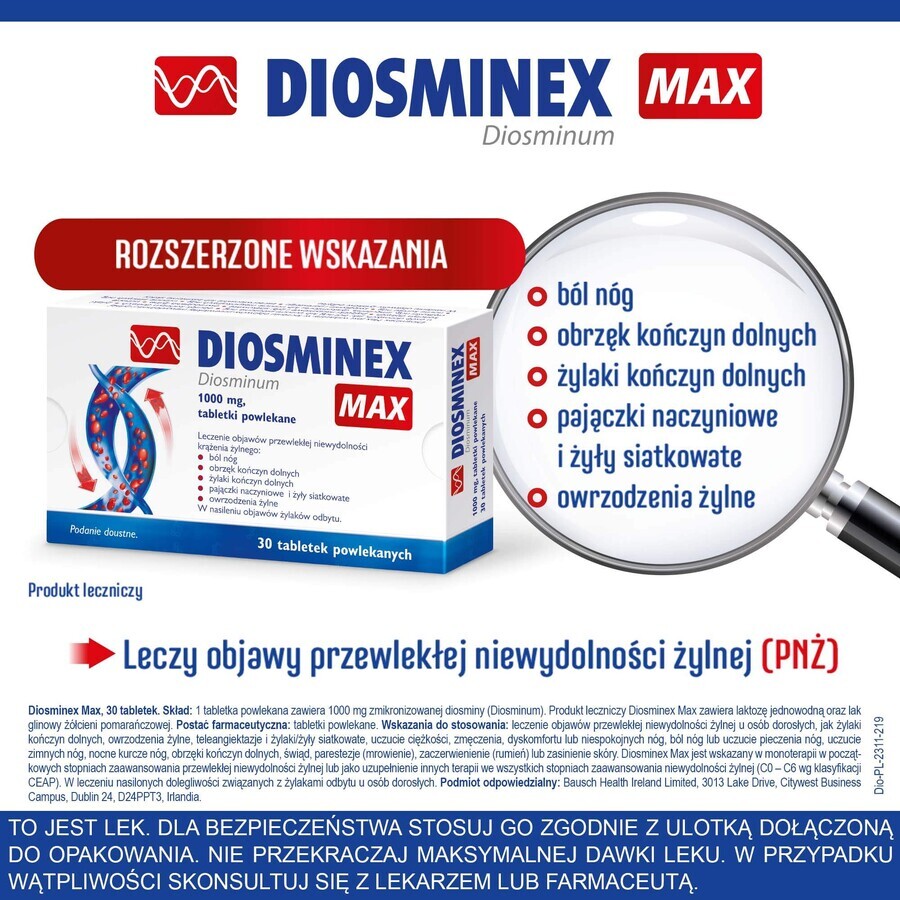 Diosminex Max 1000 mg, 30 filmomhulde tabletten