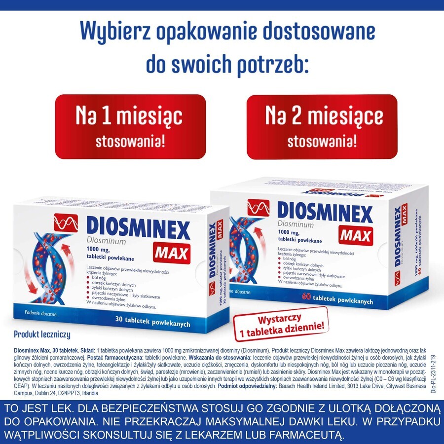 Diosminex Max 1000 mg, 30 filmomhulde tabletten