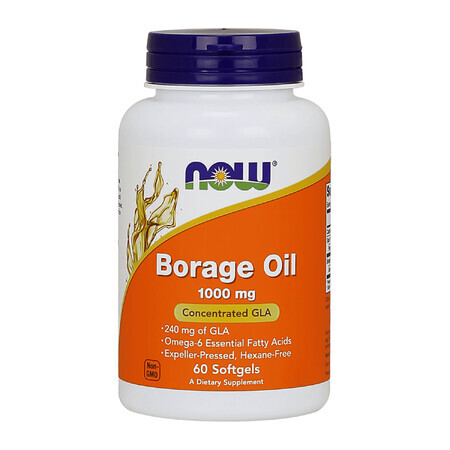 Now Foods Borage Oil 1000 mg, ulei de semințe de borage, 60 capsule