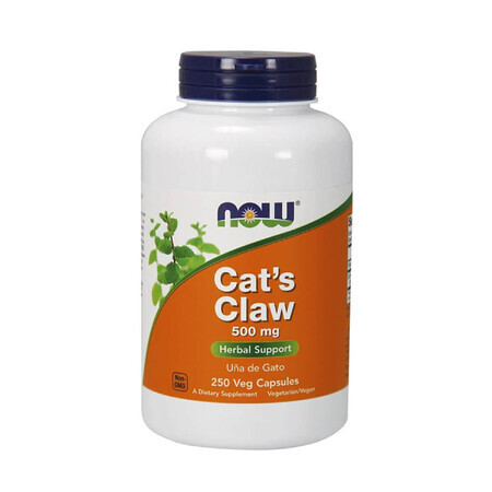 Now Foods Cat's Claw 500 mg, gheară de pisică, 250 capsule vegetariene