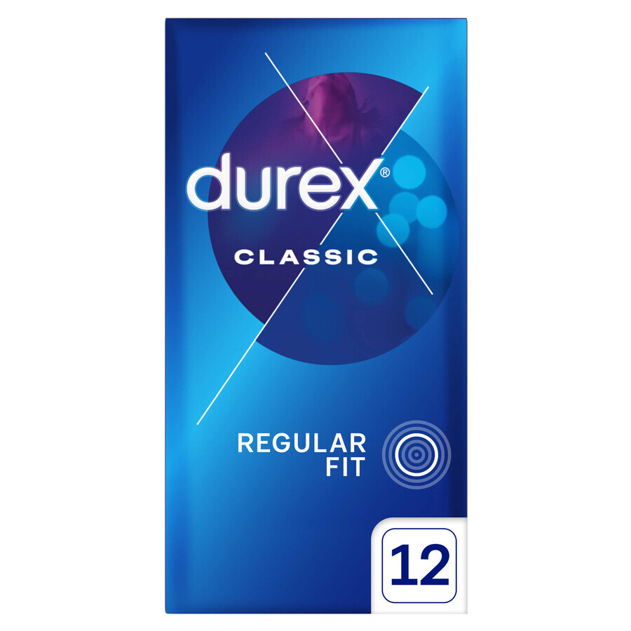 Durex Classic, preservativos clásicos lisos, 12 piezas