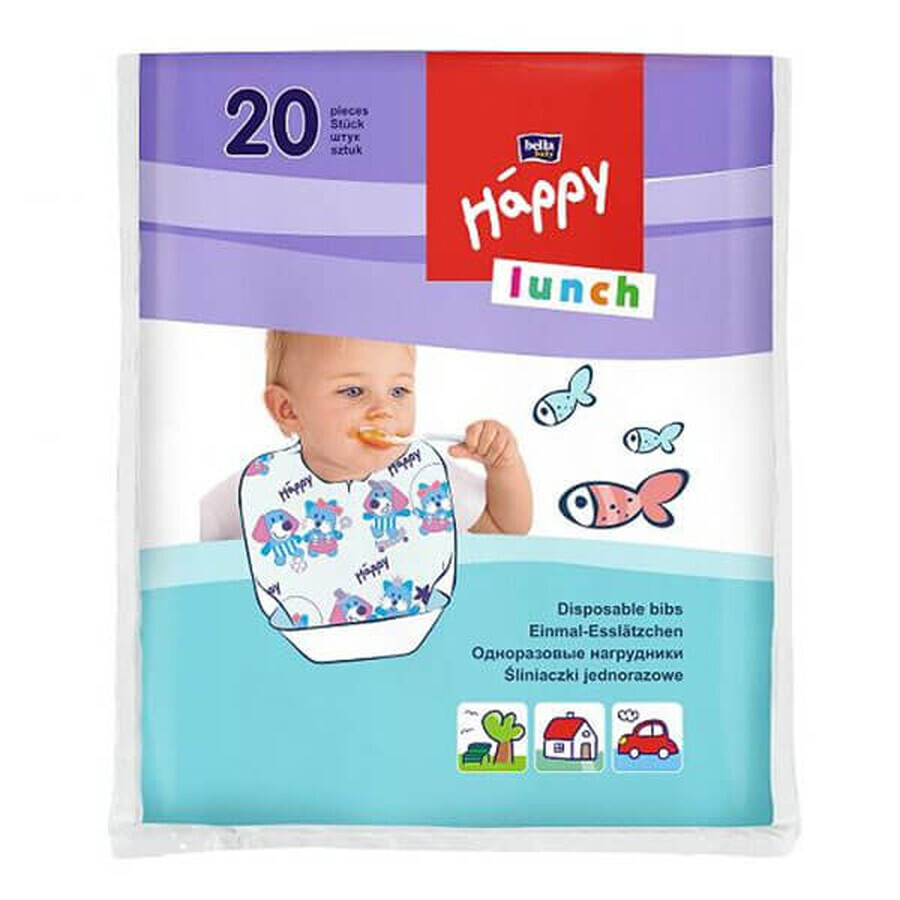 Bella Baby, baberos desechables, Happy Lunch, 20 pcs