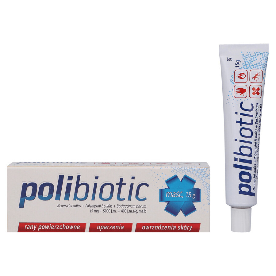 Polybiotic (5 mg + 5000 IU + 400 IU)/g, ointment, 15 g