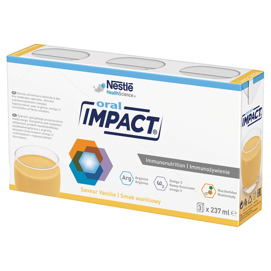 Impact Oral, preparado nutricional, sabor vainilla, 3 x 237 ml