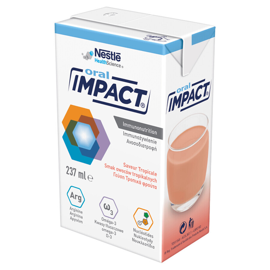 Impact Oral, preparado nutricional, sabor a frutas tropicales, 3 x 237 ml