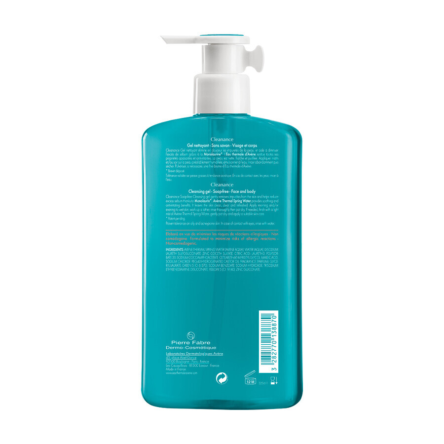 Gel limpiador para pieles grasas con tendencia acneica Cleanance, 400 ml, Avene