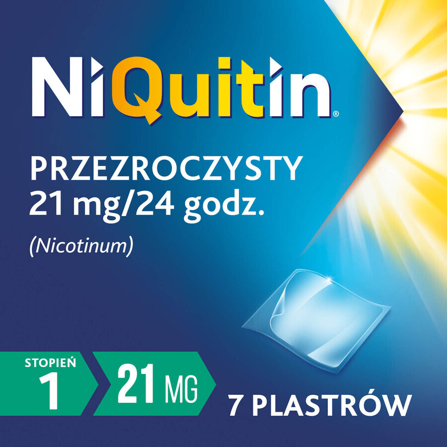 NiQuitin Transparent 21 mg/24 h, transdermal system, patch, 7 pieces