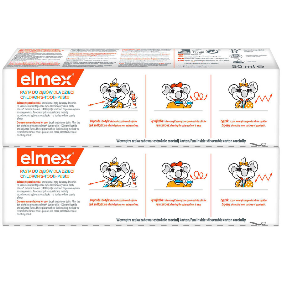 Elmex, children's toothpaste with amino fluoride, 0-6 years, 2 x 50 ml