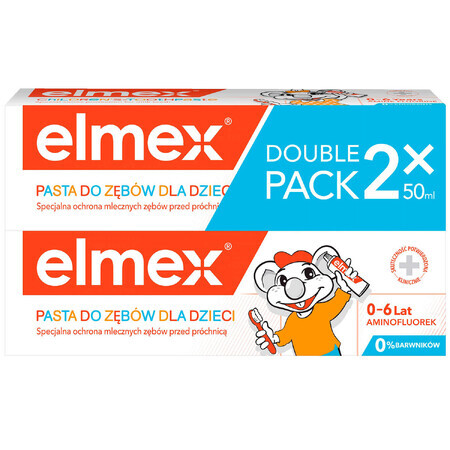 Elmex, children's toothpaste with amino fluoride, 0-6 years, 2 x 50 ml