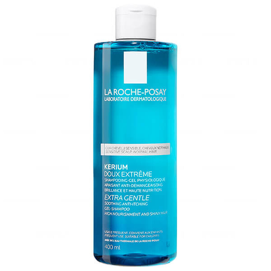 La Roche-Posay Kerium, champú extremadamente suave para cuero cabelludo sensible, 400 ml