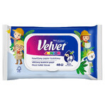 Velvet Junior, papier hygiénique humidifié, avec clip, 42 pièces