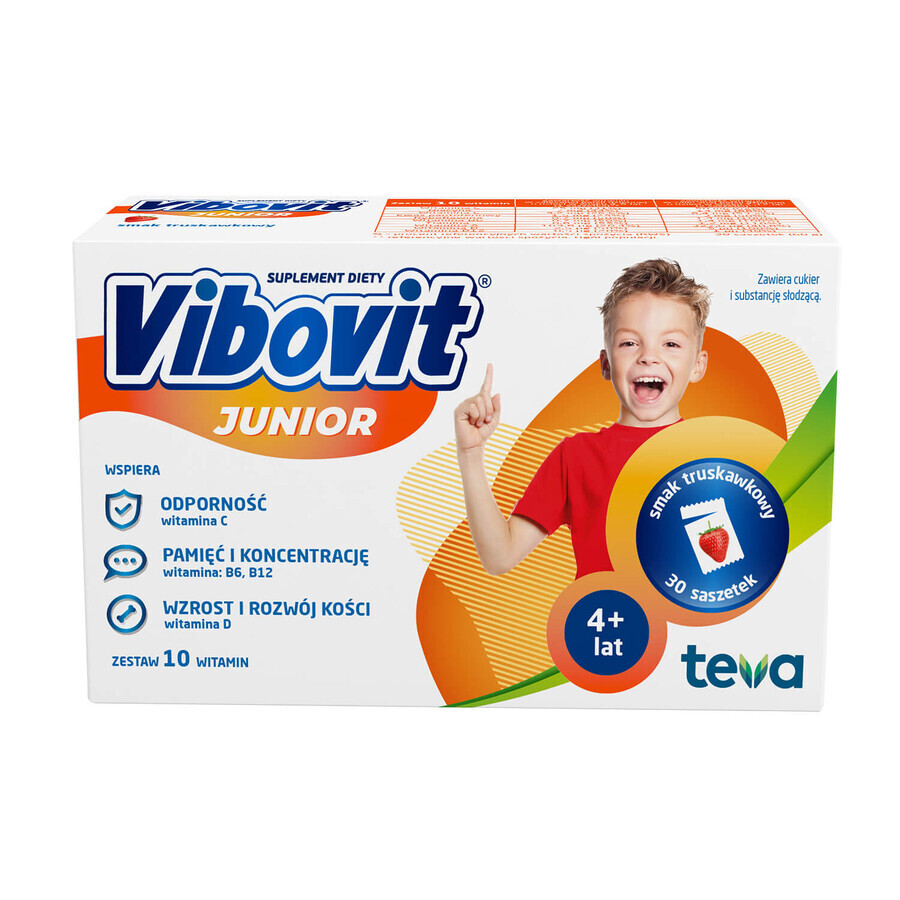 Vibovit Junior, 4-12 anni, gusto fragola, 30 bustine