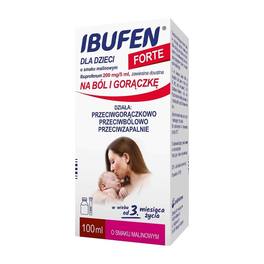 Ibufen per bambini Forte gusto lampone 200 mg/ 5ml, sospensione orale da 3 mesi, 100ml