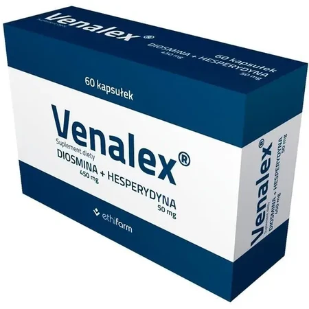 Venalex, diosmină micronizată + hesperidină, 60 capsule, Ethifarm