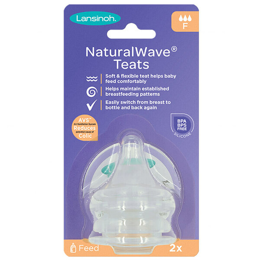 Lansinoh, ciuccio NaturalWave, flusso rapido, 2 pezzi