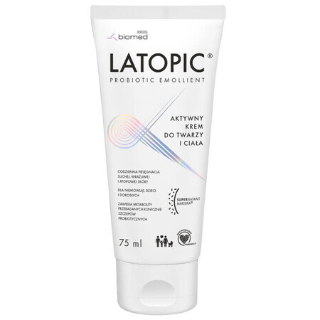 Latopic Probiotic Emollient, aktive Creme für Gesicht und Körper, ab Tag 1, 75 ml