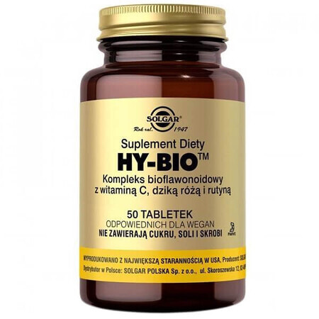 Solgar Hy-Bio, bioflavonoïdencomplex met vitamine C, rozenbottel en rutine, 50 tabletten