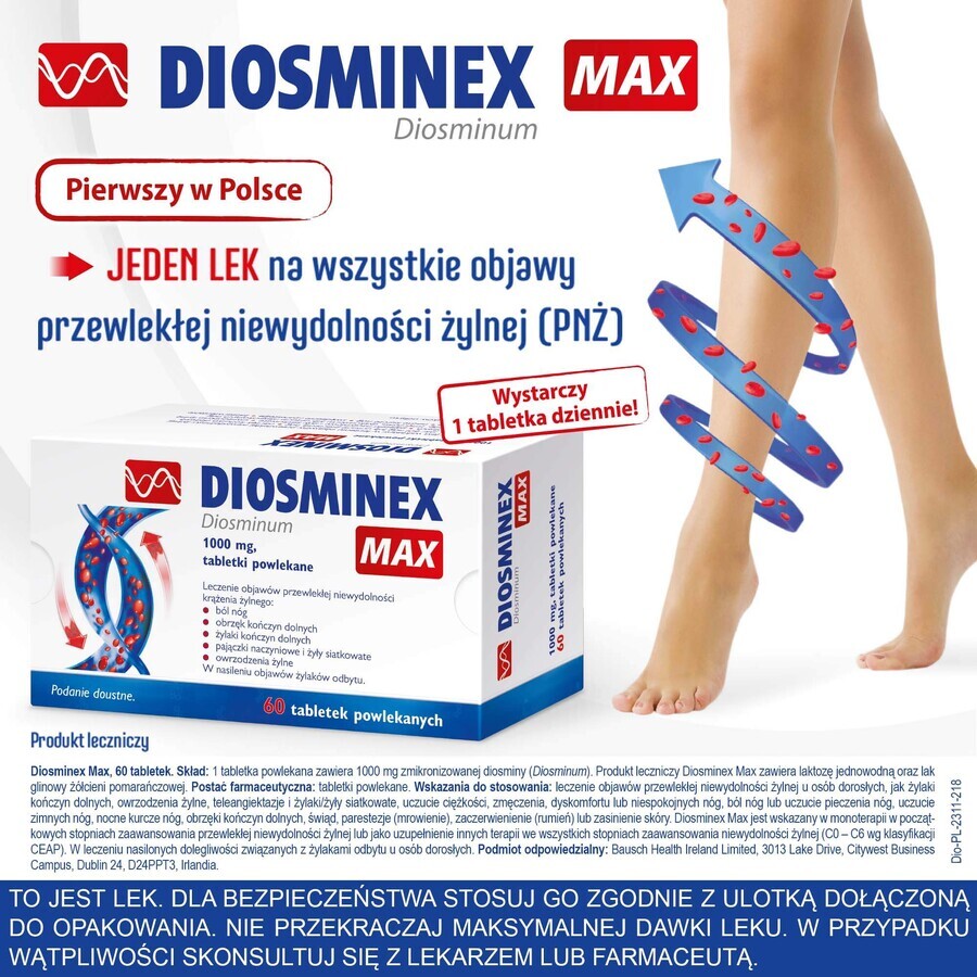 Diosminex Max 1000 mg, 60 tabletten