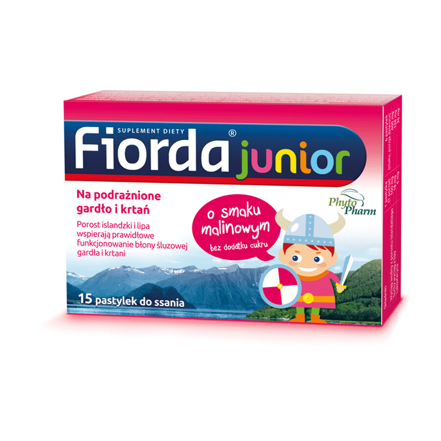 Fiorda Junior, sabor frambuesa, 15 pastillas