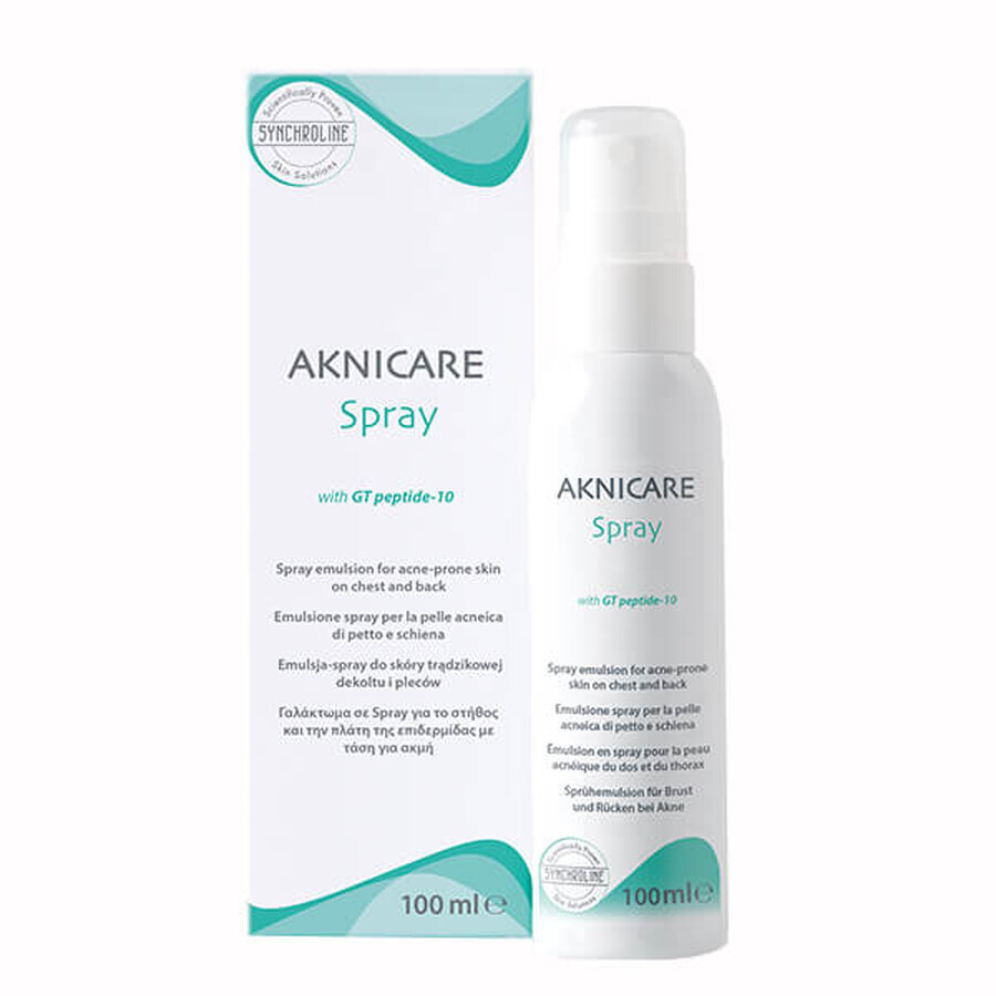 Synchroline Aknicare, emulsión en spray para espalda y escote con péptido GT 10, piel con acné, 100 ml