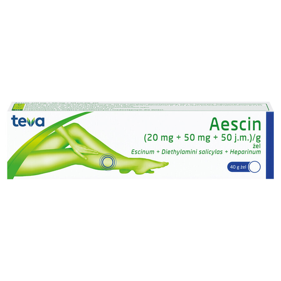 Escina (20 mg + 50 mg + 50 UI)/gel, gel, 40 g