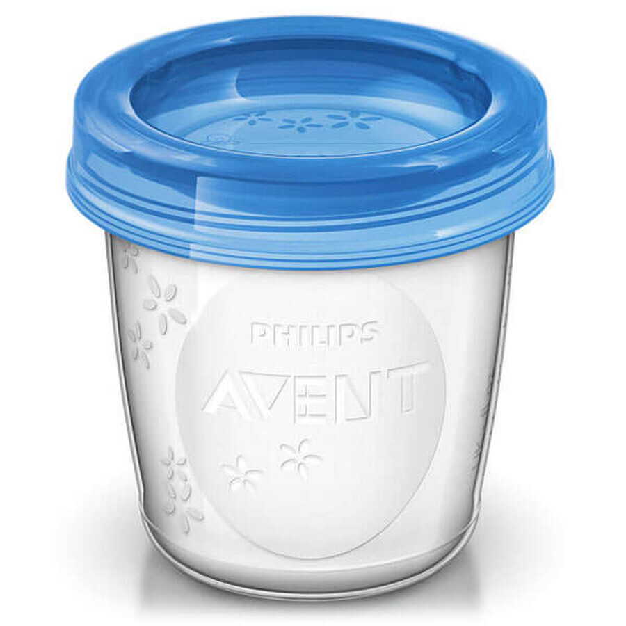 Avent, recipiente pentru lapte matern cu capac, 180 ml, SCF619/ 05, 5 bucăți