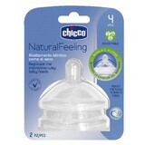 Chicco, Tetina para biberón NaturalFeeling 4m+, flujo regulable, a partir de 4 meses, 2 piezas