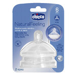 Chicco, NaturalFeeling tetină pentru biberon 6m +, flux de terci, după 6 luni, 2 bucăți