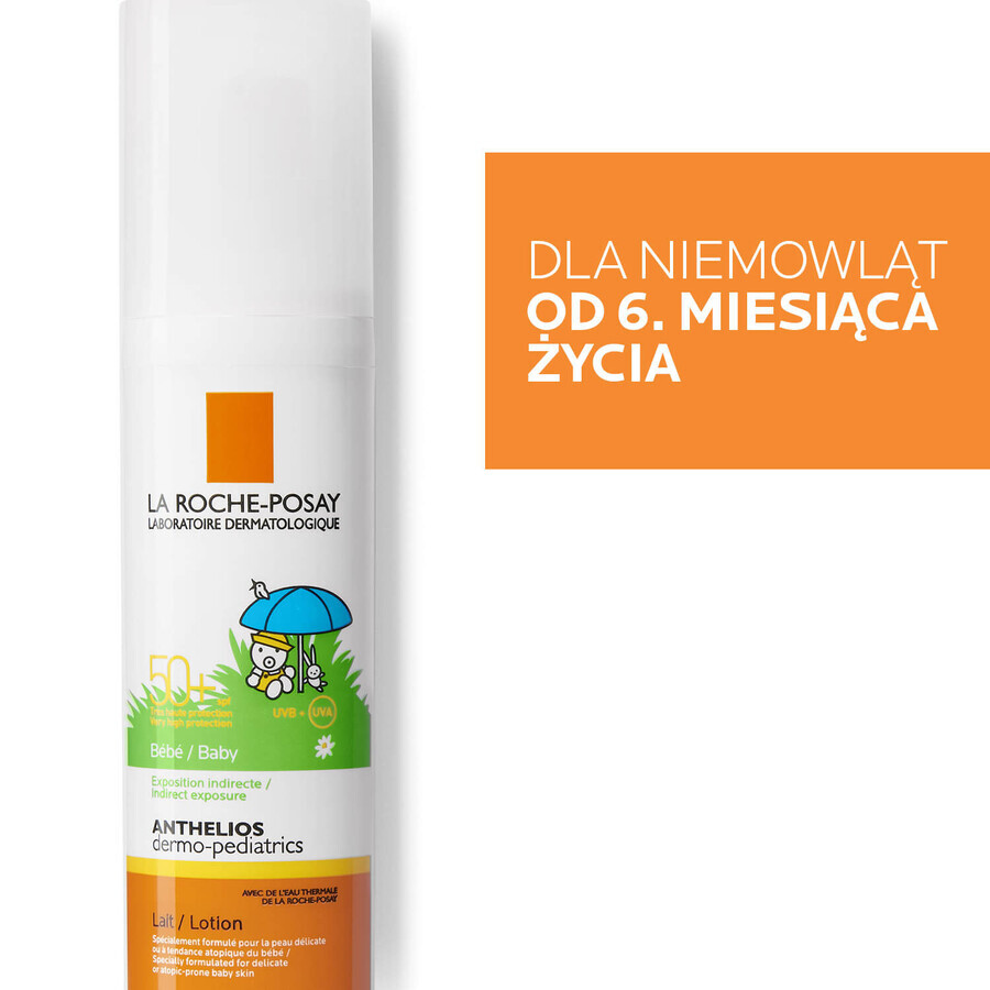 La Roche-Posay Anthelios Dermo-Pediatrics, leche protectora para rostro y cuerpo a partir de 6 meses, SPF 50+, 50 ml