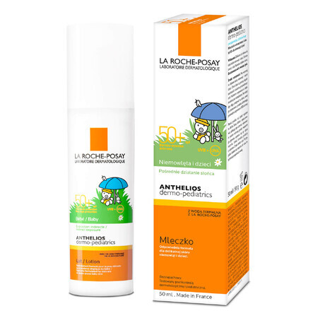 La Roche-Posay Anthelios Dermo-Pediatrics, leche protectora para rostro y cuerpo a partir de 6 meses, SPF 50+, 50 ml