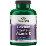 Swanson Calcium Citrate &amp; Vitamin D, calcium avec vitamine D3, 250 comprimés