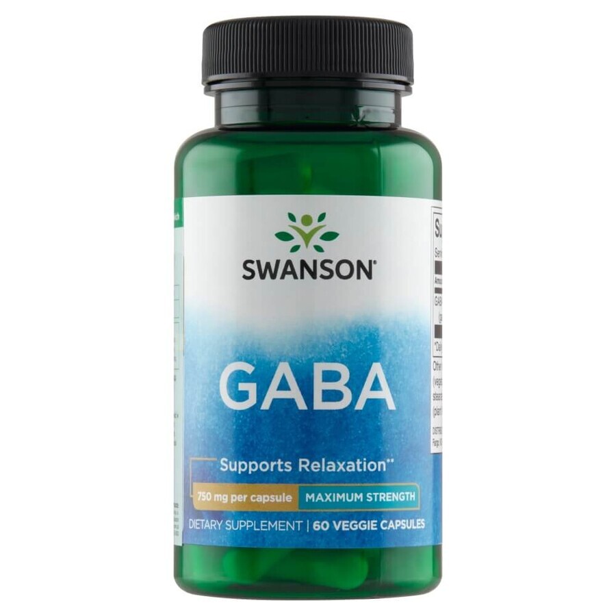 Swanson GABA, acido gamma aminobutirrico 750 mg, 60 capsule