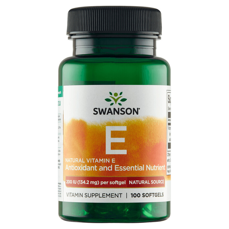 Swanson E, vitamina E natural 200 UI, 100 cápsulas de gel