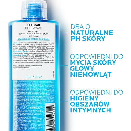 La Roche-Posay Lipikar, gel limpiador para calmar y proteger la piel, 400 ml