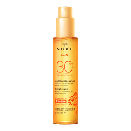 Nuxe Sun, aceite bronceador bronceador para rostro y cuerpo, SPF 30, 150 ml