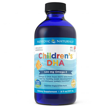 Nordic Naturals Children's DHA Omega-3, para niños de 1 a 6 años, sabor fresa, 237 ml