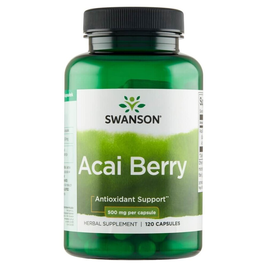 Swanson, Bacche di Acai 500 mg, Bacche di Acai, 120 capsule