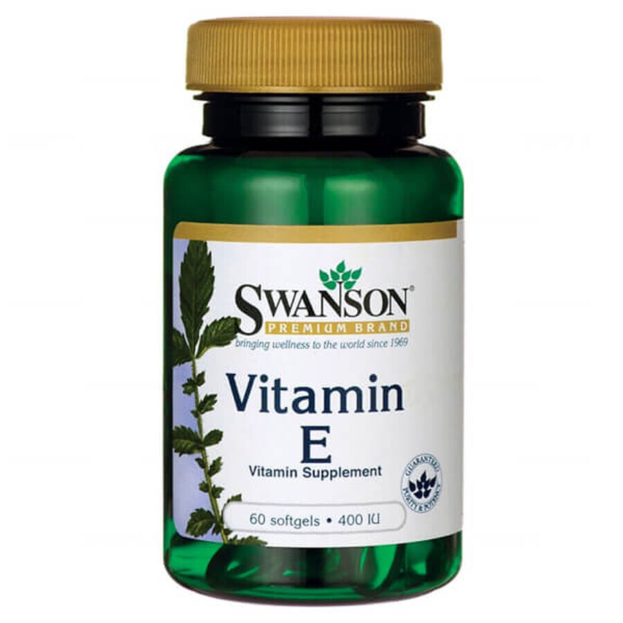 Swanson E, vitamina E 400 UI, 60 cápsulas de gel