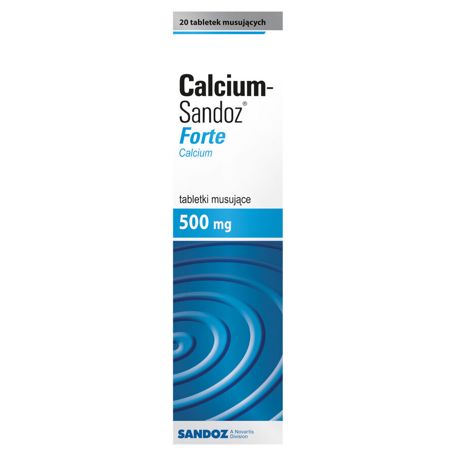 Calcium-Sandoz Forte 500 mg, 20 effervescent tablets